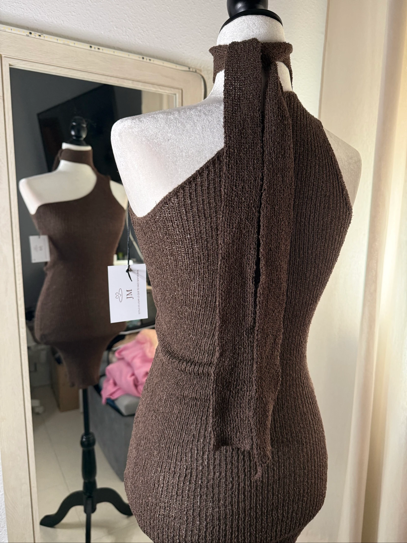 Bruin strapless nauwsluitende jurk – photo 4